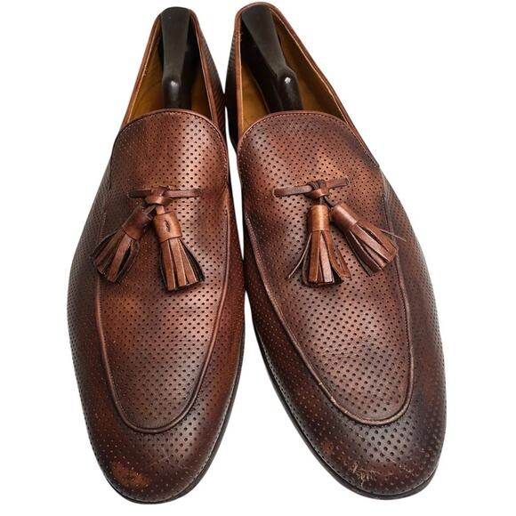 Magnanni Perforated Tassel Loafers Mens Sz 12 Brown Leather Spain SlipOn Preppy - Picture 16 of 16